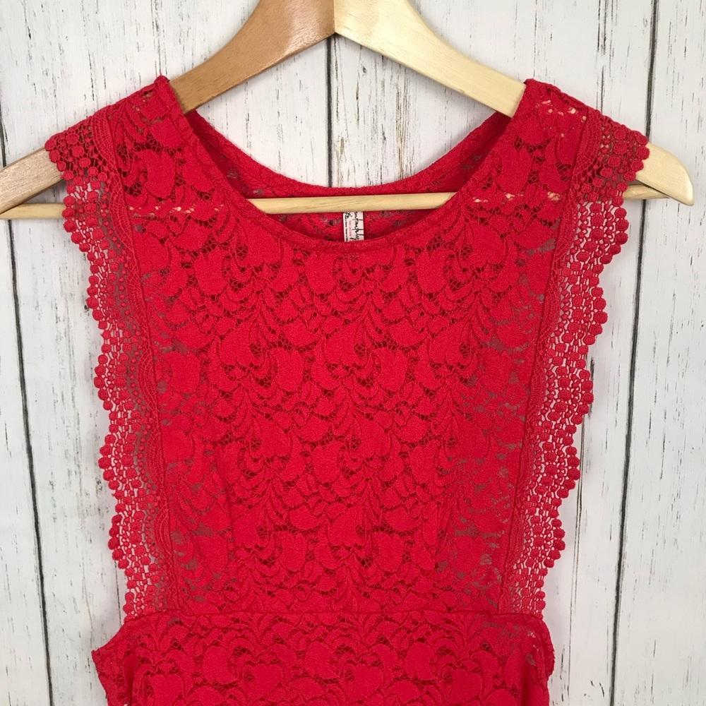 Free People Lace Red Sure Thang Tank Top - Picture 4 of 7